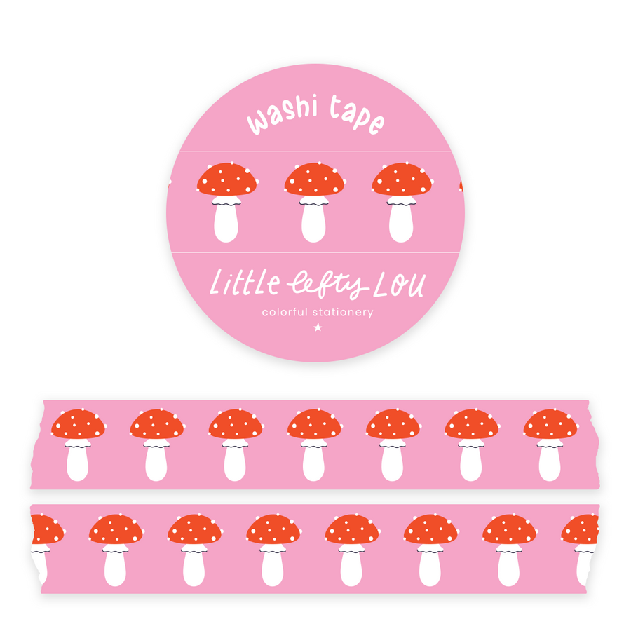 Pink Mushrooms Washi Tape - Little Lefty Lou