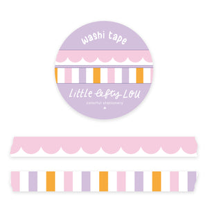 Pink Scallops and Stripes - 2 Slim Washi Tapes - Little Lefty Lou