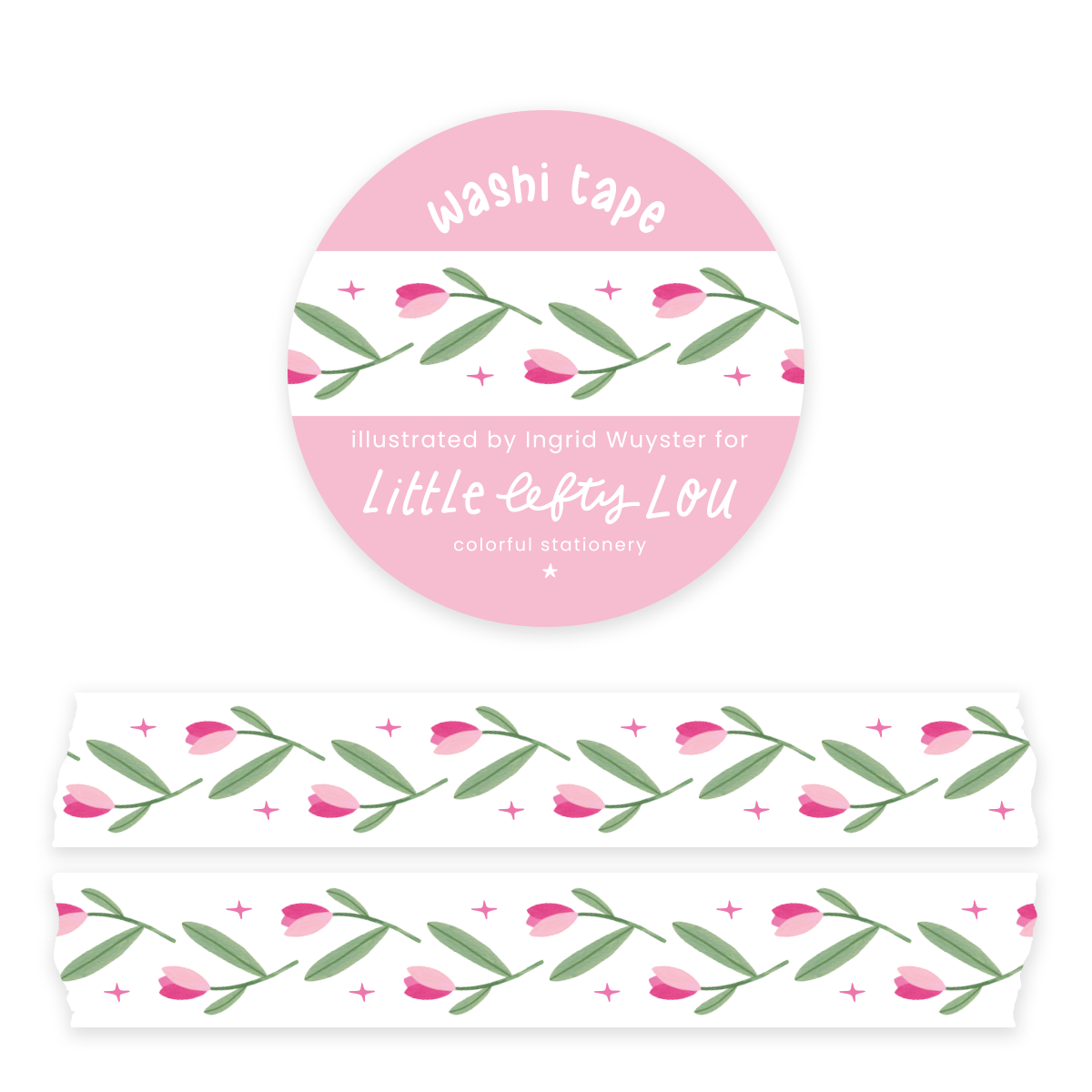 Pink Tulips Washi Tape - Little Lefty Lou