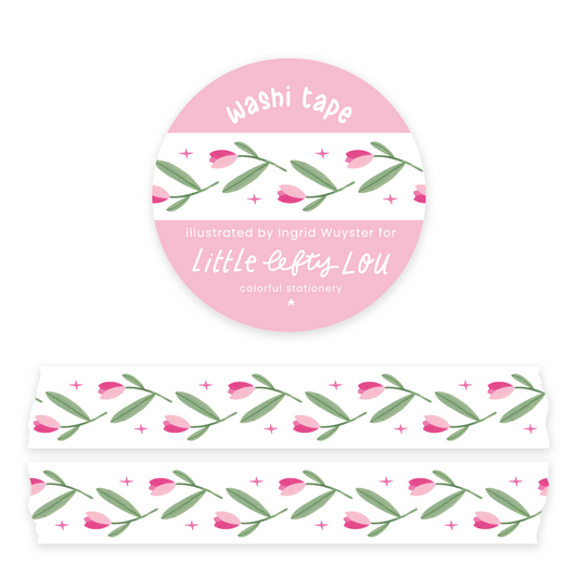 Pink Tulips Washi Tape - Little Lefty Lou