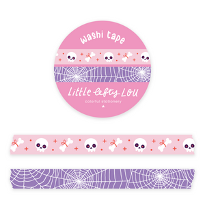 Skulls And Spiderweb Pink Purple - 2 Slim Washi Tapes - Little Lefty Lou