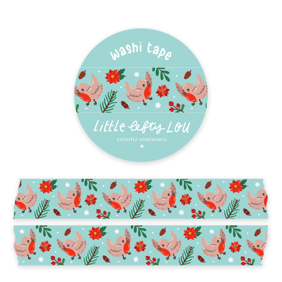 Snowy Robins Washi Tape - Little Lefty Lou