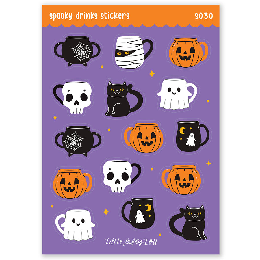 Spooky Drinks Stickers (S030) - Little Lefty Lou
