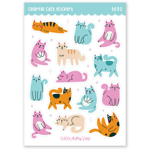 Colorful Cats Stickers (S032) - Little Lefty Lou