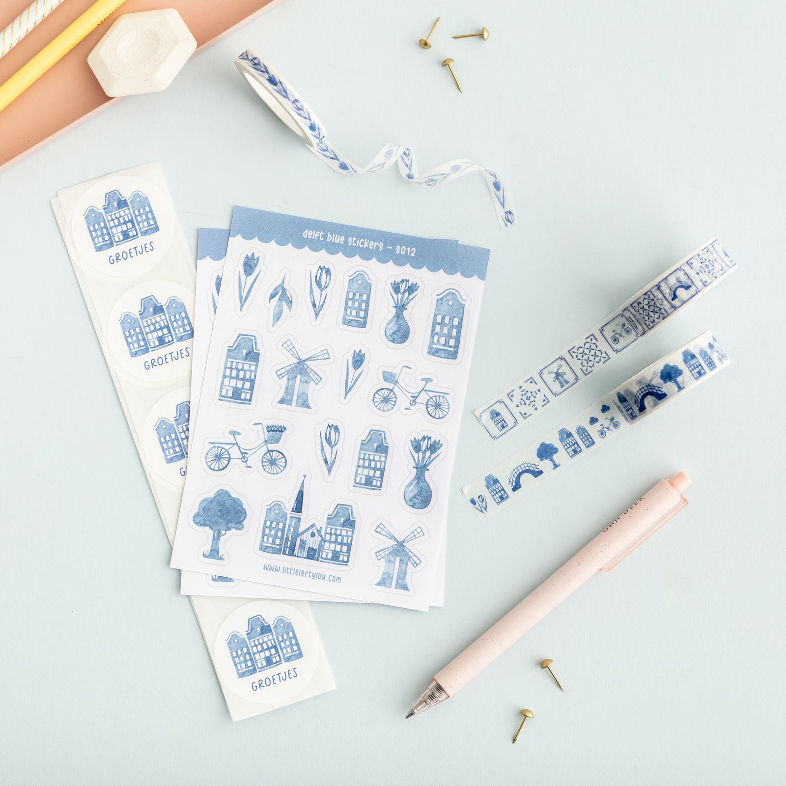 Delft Blue Tiles Washi Tape - Little Lefty Lou