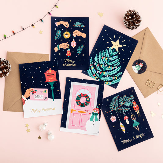 Christmas Ansichtkaarten Set - 10 kaarten + enveloppen