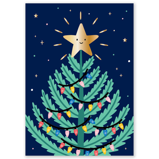Bright Star Christmas Tree Ansichtkaart + Enveloppe