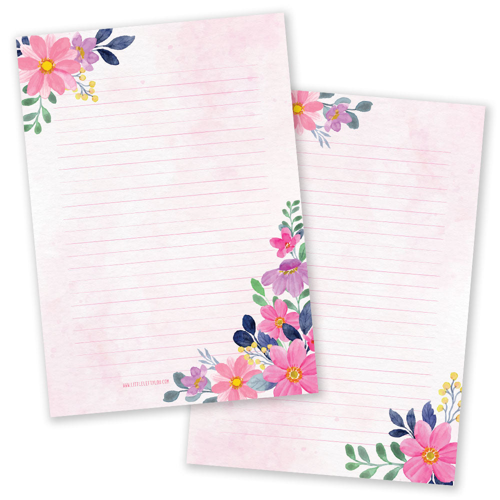 A5 Pink Watercolor Flowers Schrijfblok
